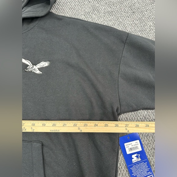 Philadelphia Eagles Women's 2XL Starter Black Full-Zip Hoodie Sweatshirt Relaxed - Picture 7 of 9